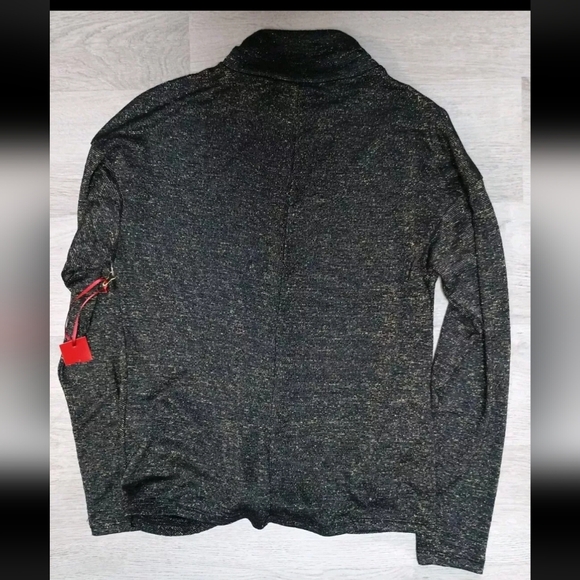 Jennifer Lopez Black Metallic Mock Neck Long Sleeve Top Blouse Party Size M - Picture 3 of 5